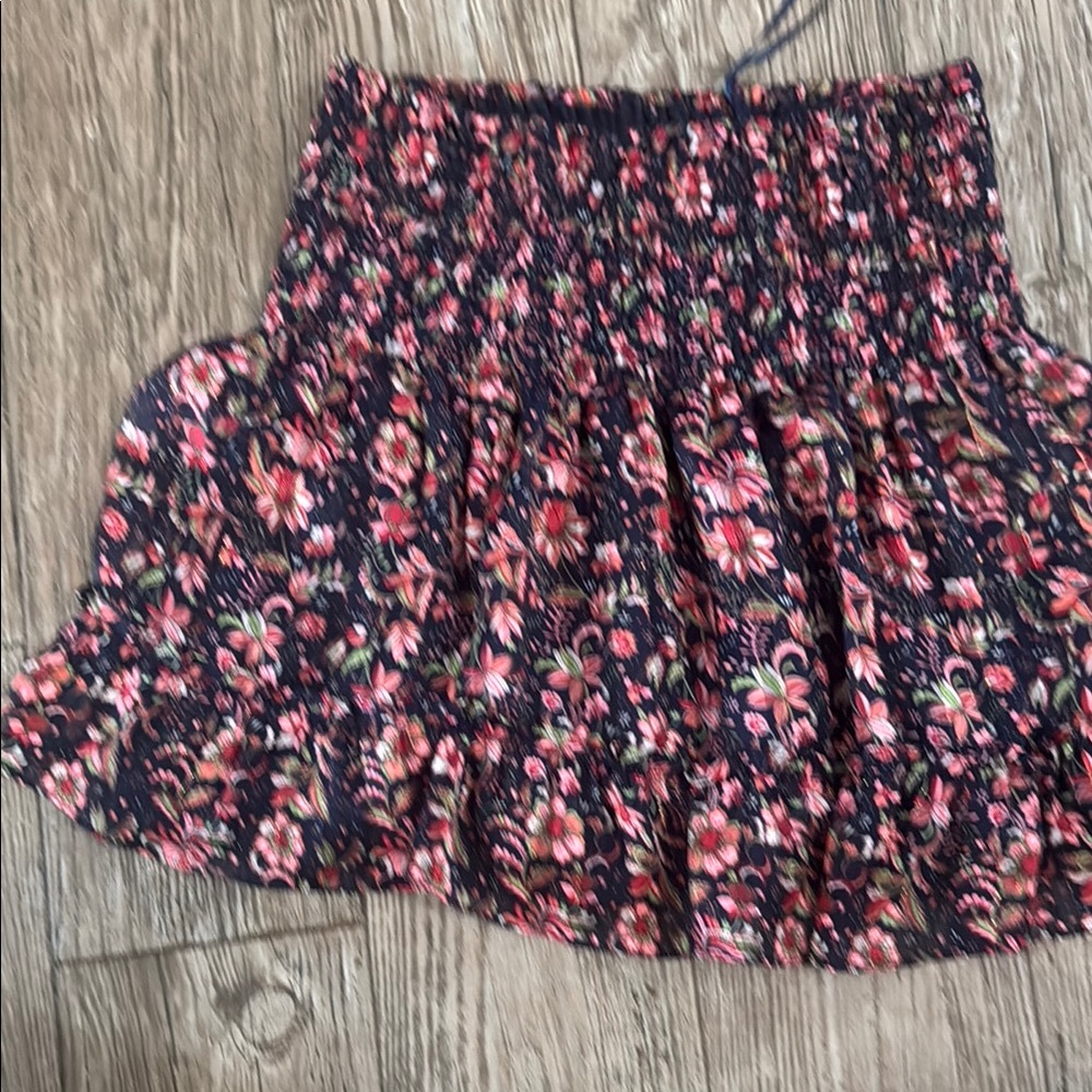 Aqua Pink Smocked Skater Mini Skirt
